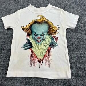 Laughing Giraffe Pennywise IT Horror Graphic T-Shirt White Kids Size 3T